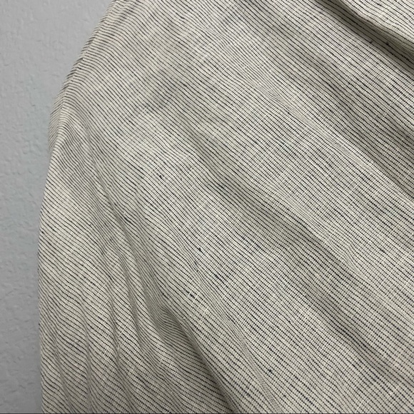 Zara Linen Puff Sleeve Pinstripe Button Down Blouse - Picture 6 of 6